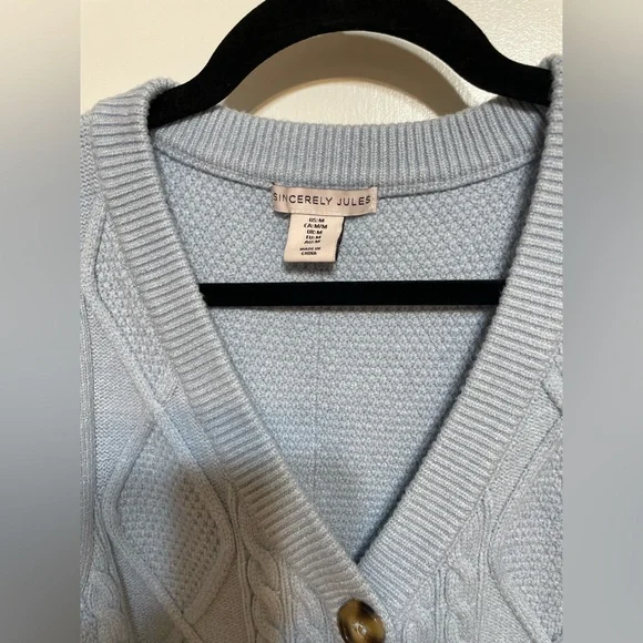 Sincerely Jules Blue Cable Knit Sweater Vest | Size M | EUC - Picture 2 of 3